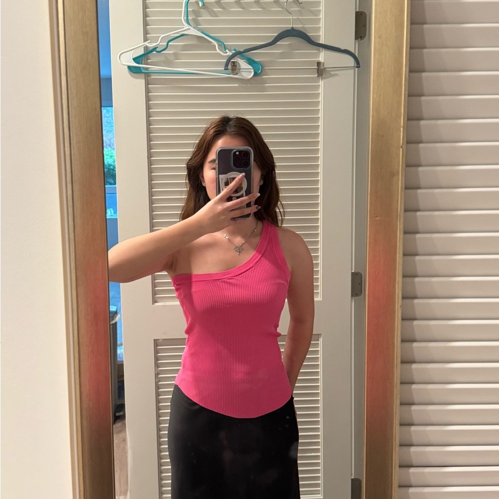 Zara Fuchsia One-Shoulder Tank Top
